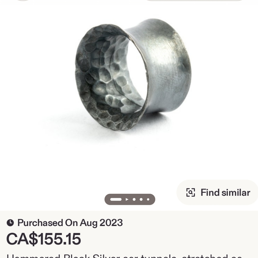 Textured Black Silver Earplug Gauge 18"